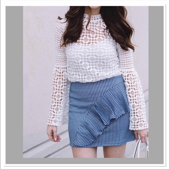 NWT Topshop gingham Ruffle skirt - Picture 3 of 7